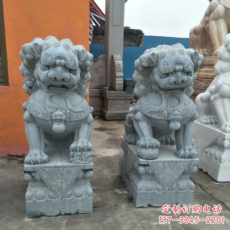 益阳精美的青石北京小狮子雕塑