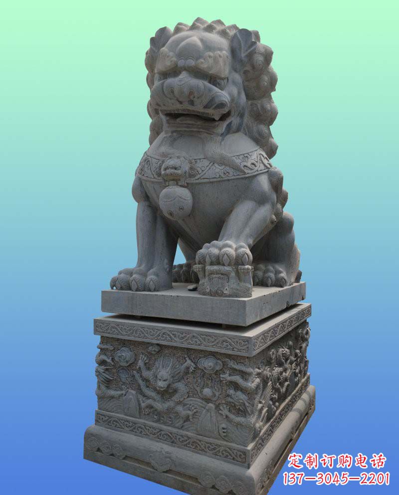 益阳传统工艺与现代美感完美结合的青石狮子雕塑