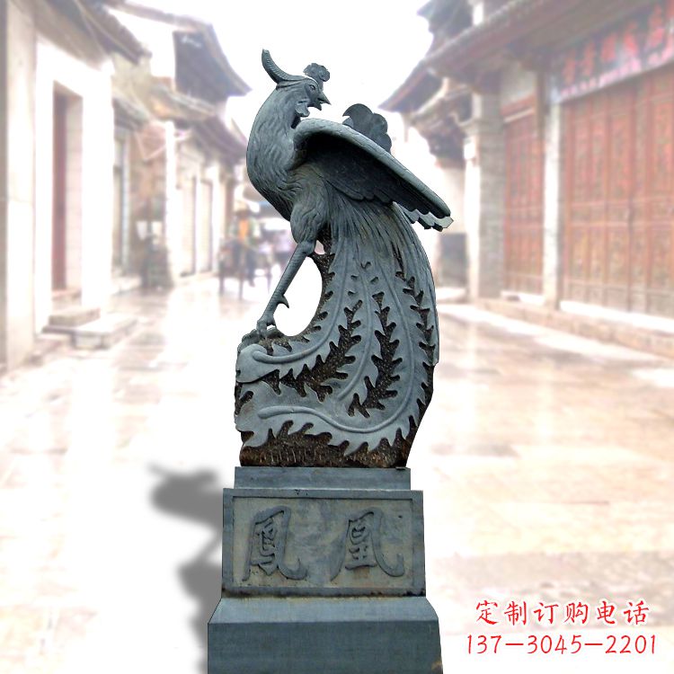 益阳匠心之作——青石仿古凤凰雕塑