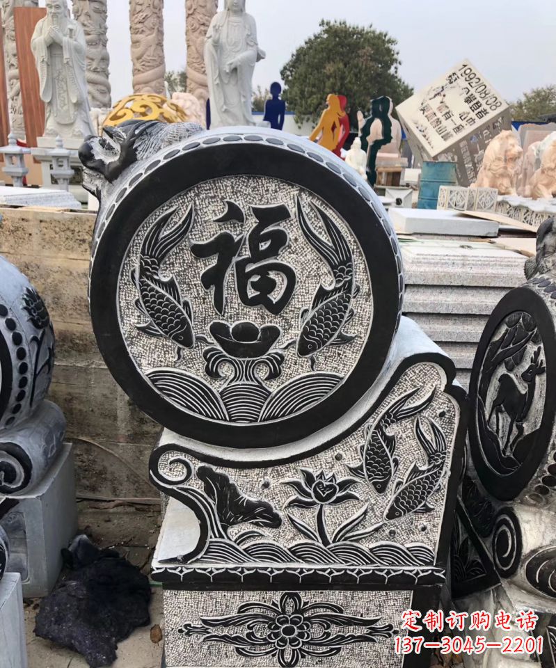 益阳高雅精致的青石仿古门墩雕塑