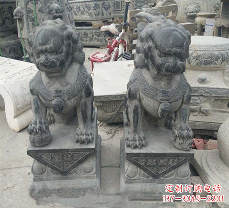 益阳传承传统,精致青石狮子雕塑