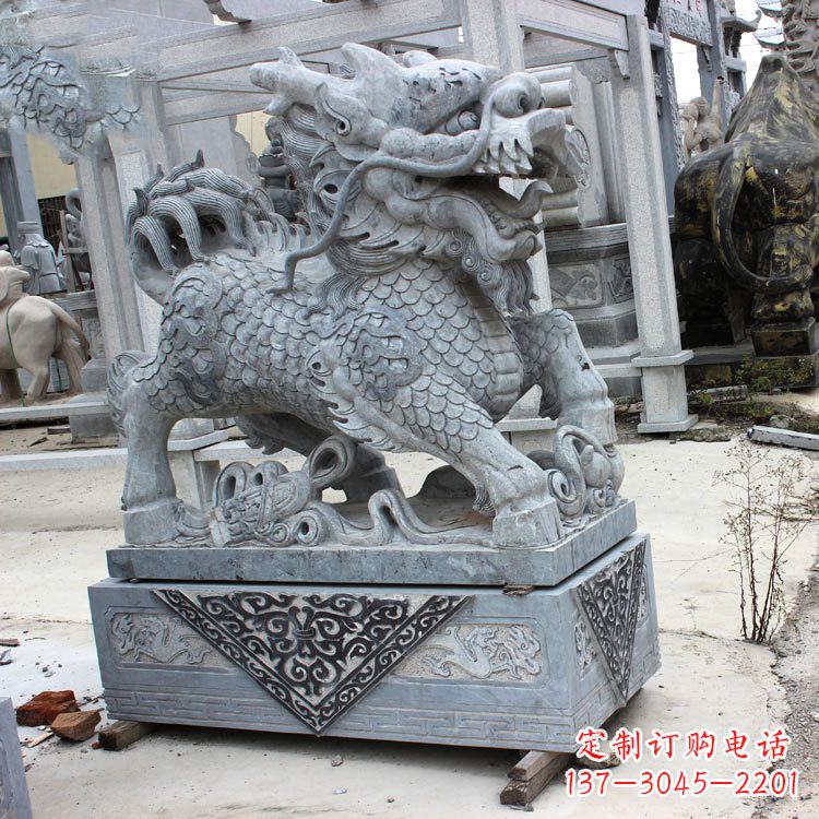益阳色彩缤纷的青石仿古石雕麒麟