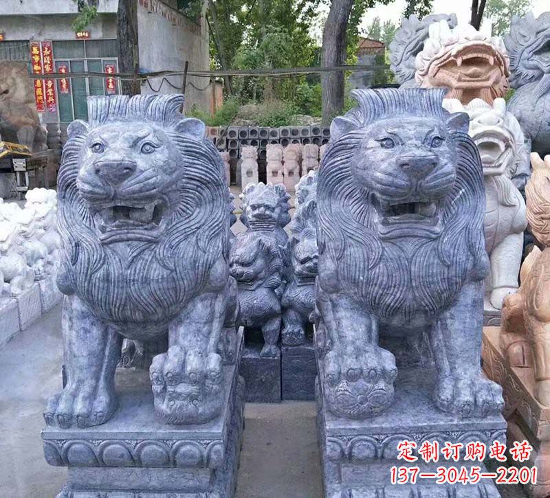 益阳青石仿古西洋狮子石雕,典雅大气