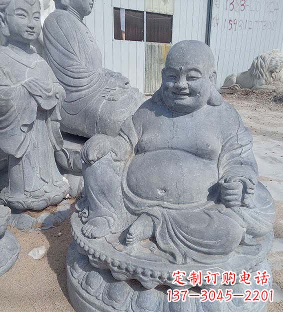 益阳青石仿古坐式弥勒佛雕塑