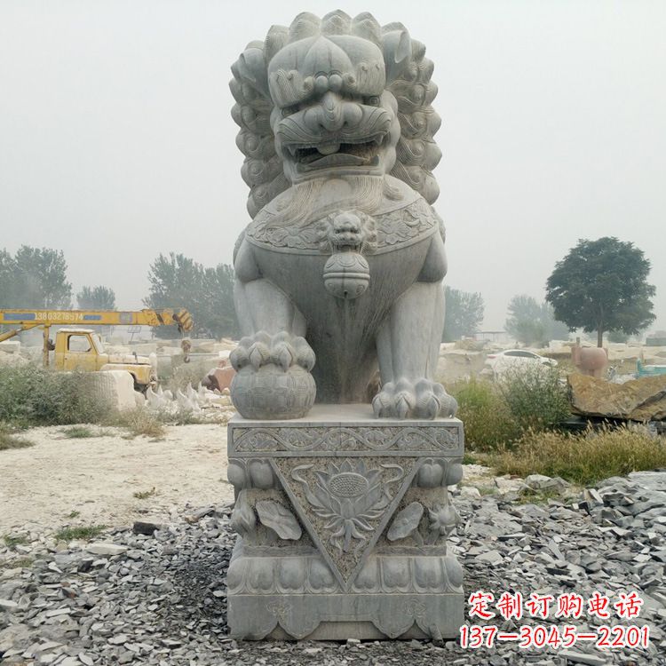 益阳完美雕刻,精美青石狮子雕塑