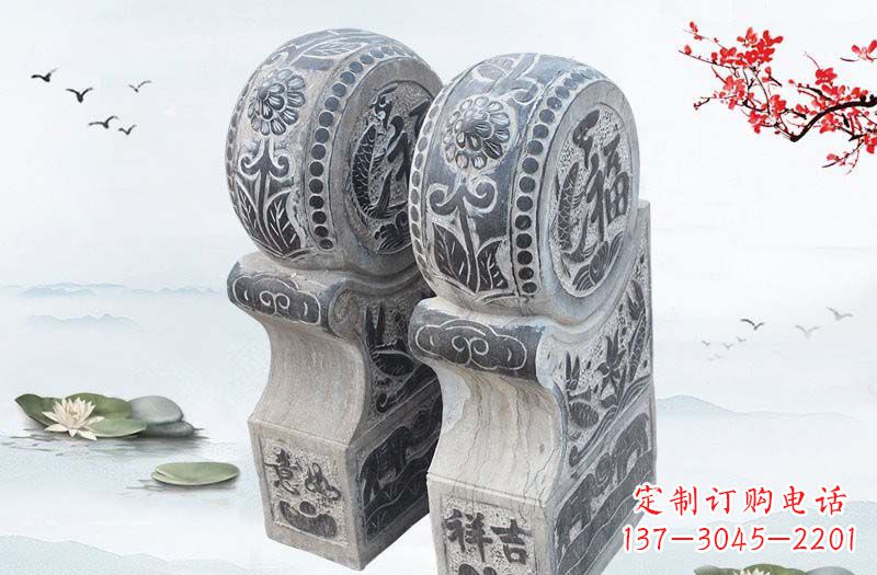 益阳青石精美门墩雕塑,给您的家园以完美臻致