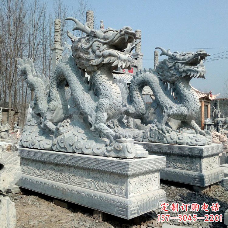 益阳传统工艺青石龙雕塑