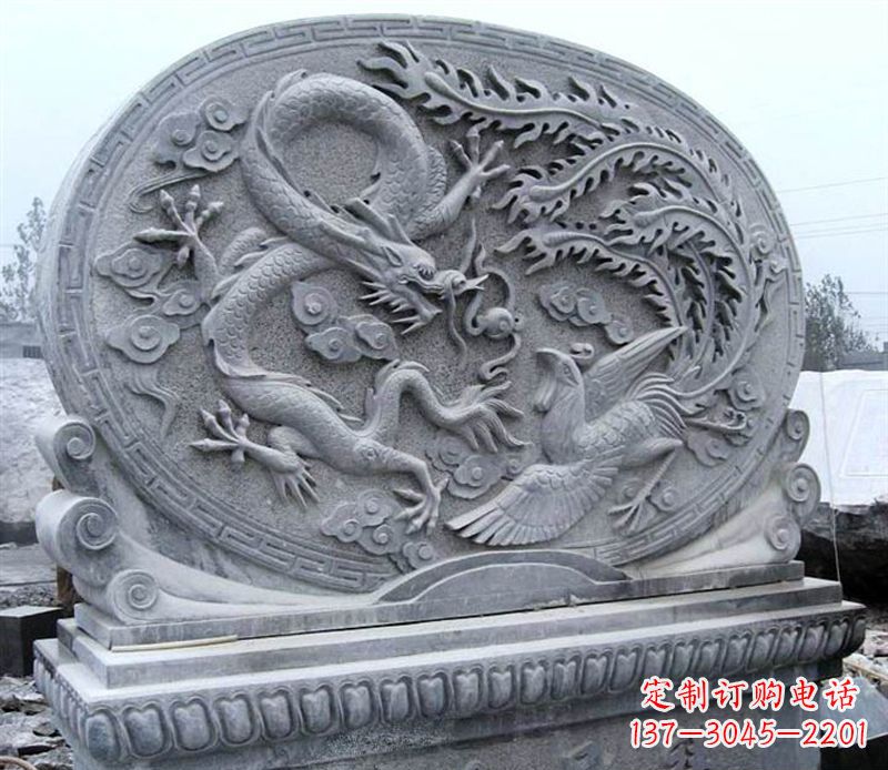 益阳青石古典美——龙凤呈祥雕塑