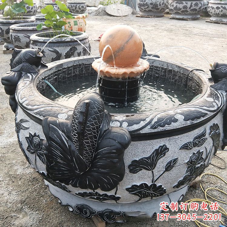 益阳青石鱼缸雕塑,装点您的生活