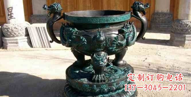 益阳精美青铜祭祀圆香炉雕塑