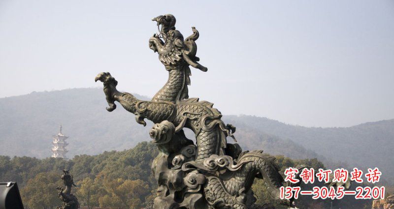 益阳中领雕塑|传统青铜神龙出水铜雕