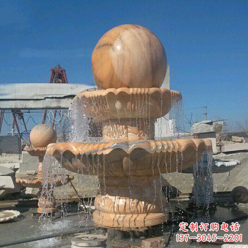 益阳曲阳石雕风水球 喷泉