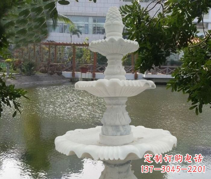 益阳精致美观的三层喷泉汉白玉公园石雕