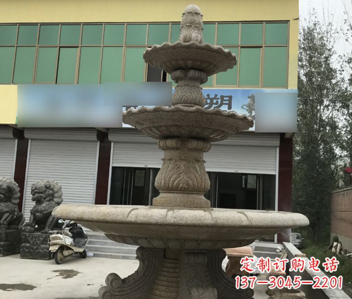 益阳三层砂岩喷泉欧式石雕,定制专属你的雕塑
