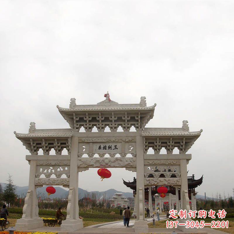 益阳三朝旌表汉白玉石雕牌坊