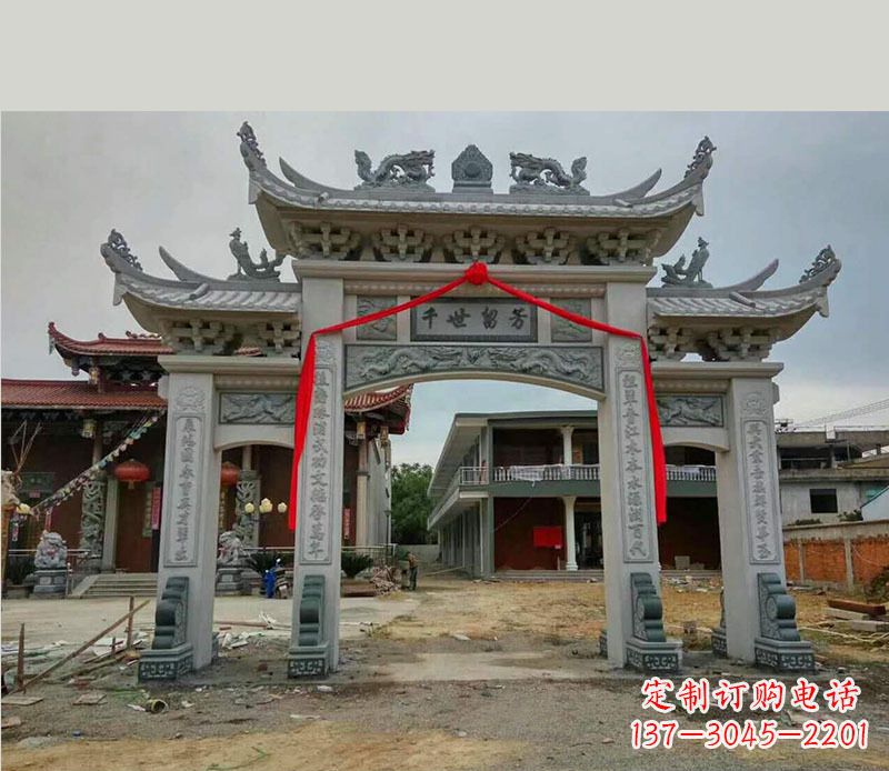 益阳以传统工艺为源的独特牌坊石雕