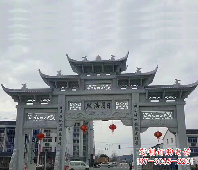 益阳三门五楼石牌坊:精美石雕艺术
