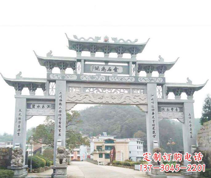 益阳三门五楼石牌坊石雕——精美精致的多层次雕刻