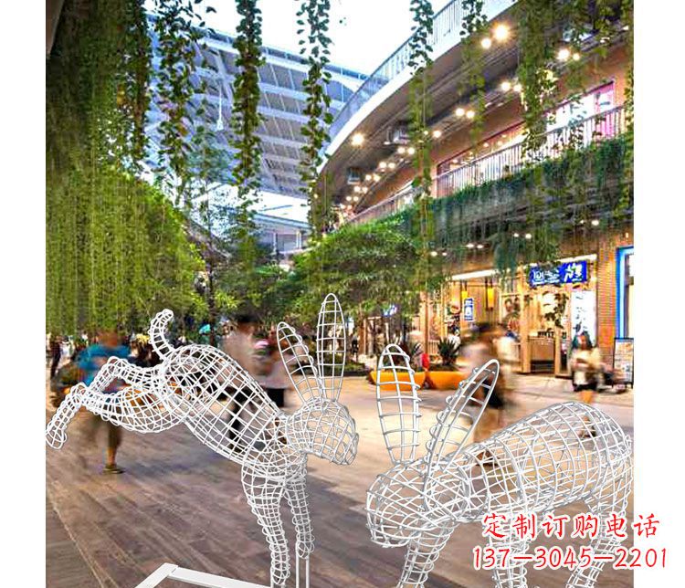 益阳商场休闲镂空兔子不锈钢雕塑
