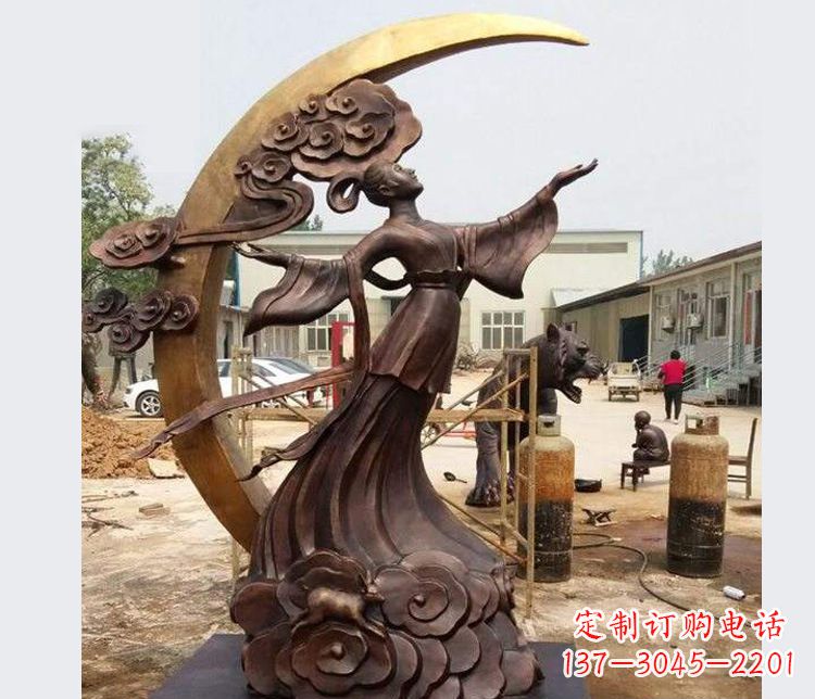 益阳中领雕塑:精美嫦娥月亮铜雕