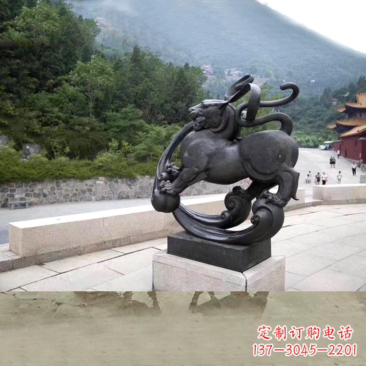 益阳神兽白虎铜雕塑,雕刻出传统中国文化之精髓