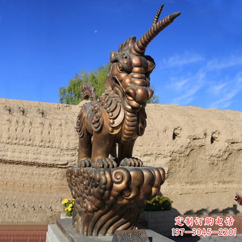 益阳神兽獬豸古铜雕塑摆件