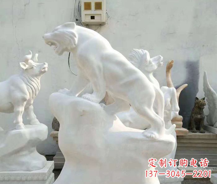 益阳中领雕塑:汉白玉老虎雕塑