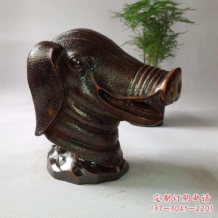 益阳精美完美的生肖猪铜兽首