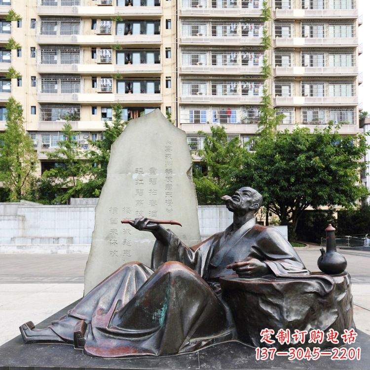 益阳尊贵古朴的古代诗人情景雕塑——杜甫雕塑
