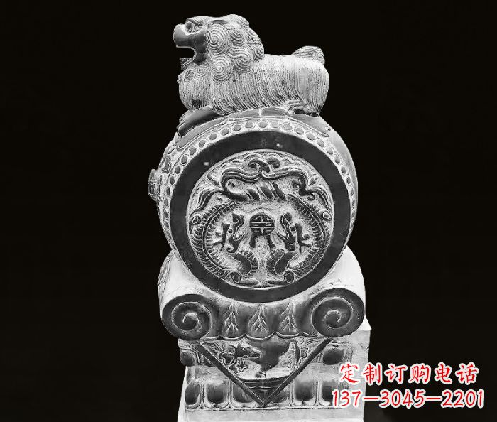 益阳中领雕塑狮子石抱鼓仿古石门墩