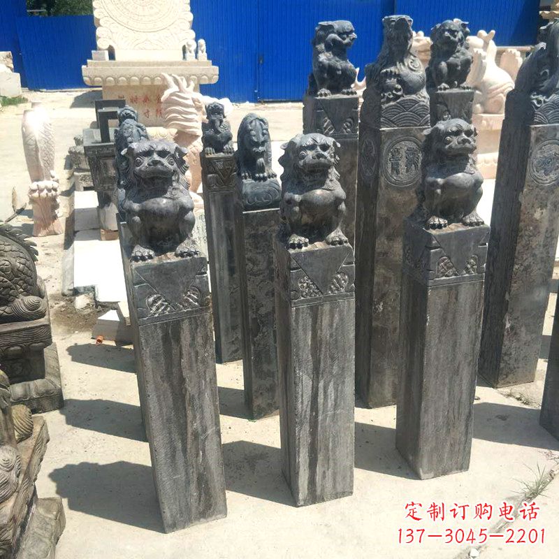 益阳狮子拴马桩雕塑,展现国之雄风