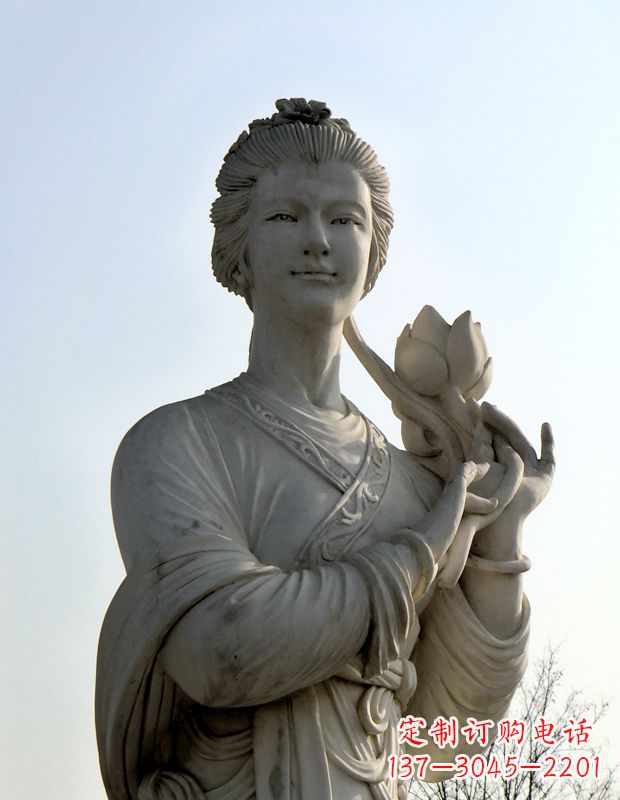 益阳汉白玉荷花雕塑,精致美丽无双!
