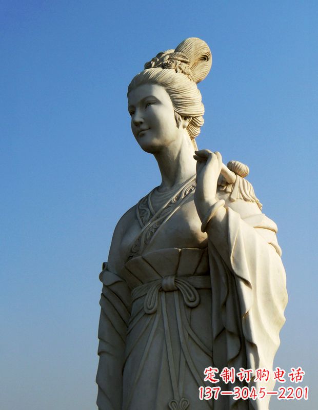 益阳十二花神九月菊花庞苏汉白玉美女雕像
