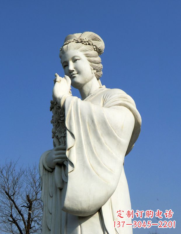益阳十二花神之三月桃花息夫人汉白玉古代美女雕像
