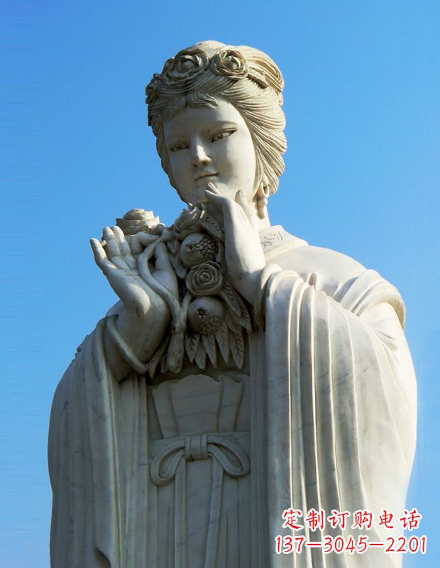 益阳十二花神之五月石榴李氏汉白玉古代美女雕像