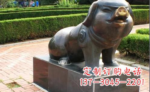 益阳古典中国十二生肖猪铜雕塑
