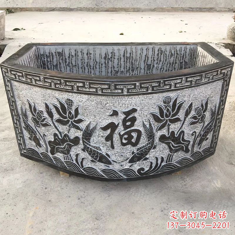 益阳欣赏自然美景,石槽养鱼缸静谧雕塑