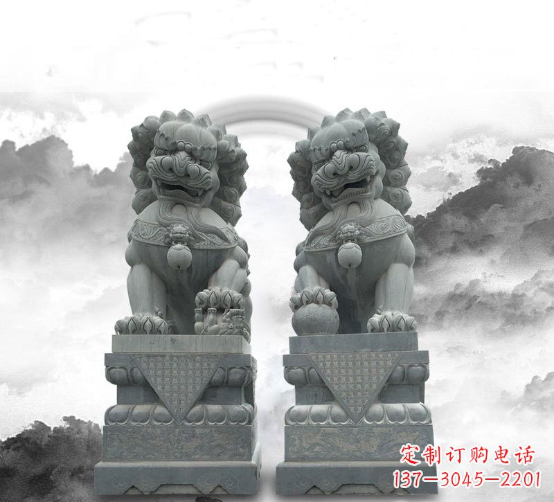 益阳石雕大理石狮子雕塑——定制精品雕塑