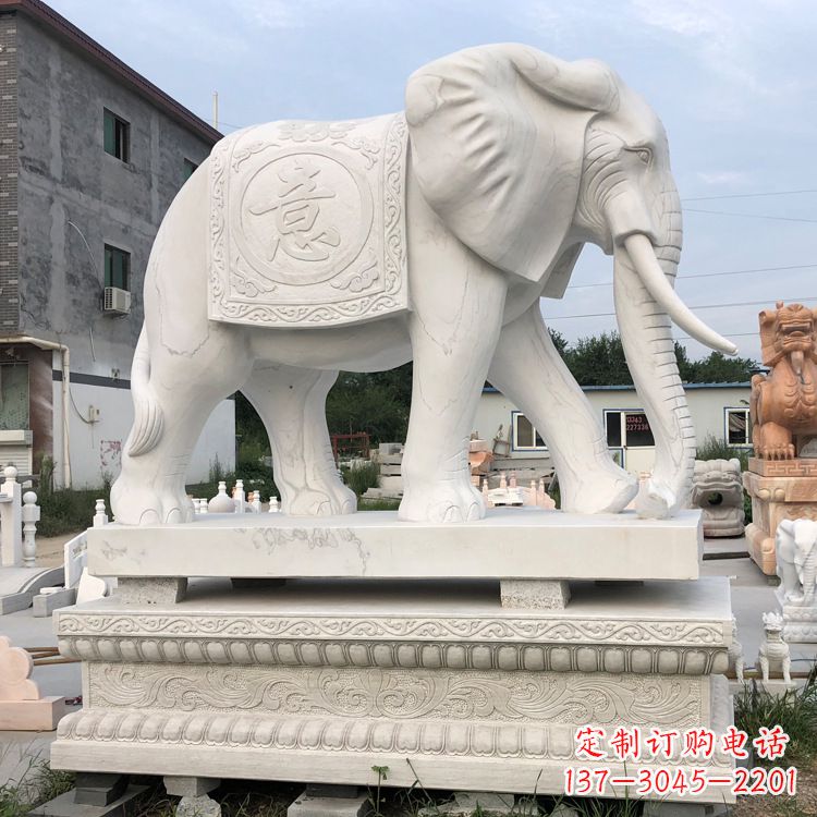 益阳精美汉白玉雕塑:观音大象