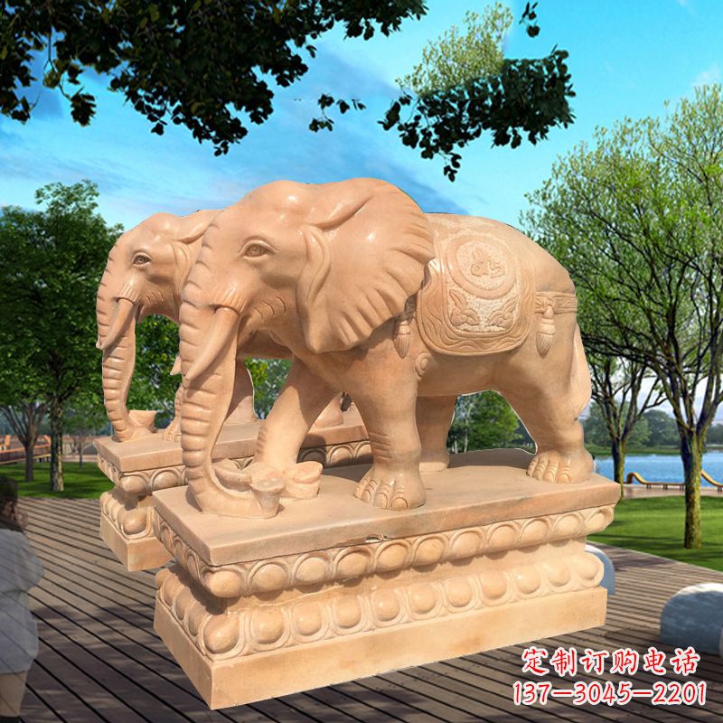 益阳多色大象塑像,艺术雕刻体现彩色生活