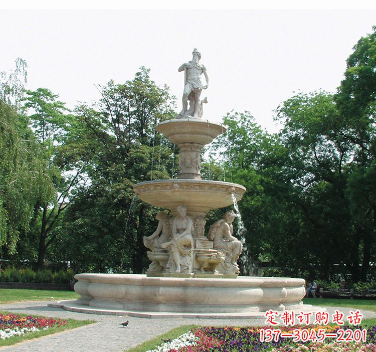 益阳石雕跌水喷泉塑型,给园林增添美感