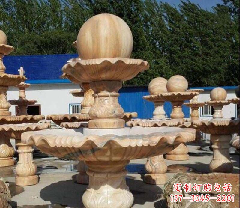 益阳中领雕塑:英伦风格的玉石风水球雕塑