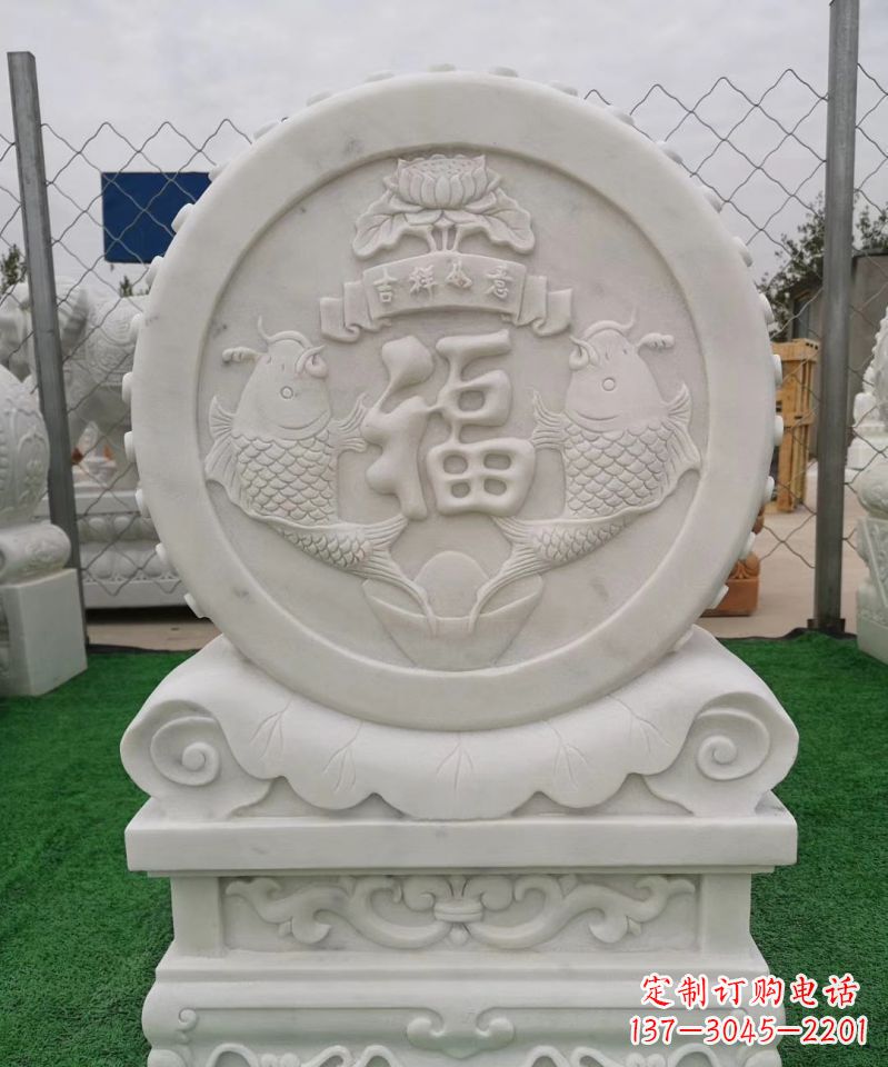 益阳装饰福字图案的雕塑石门墩