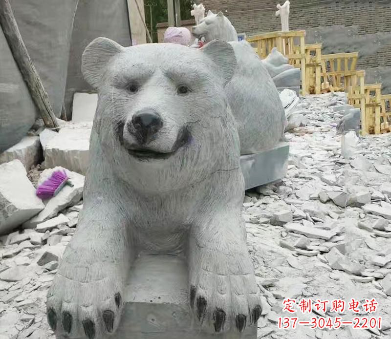 益阳石雕狗熊动物雕塑