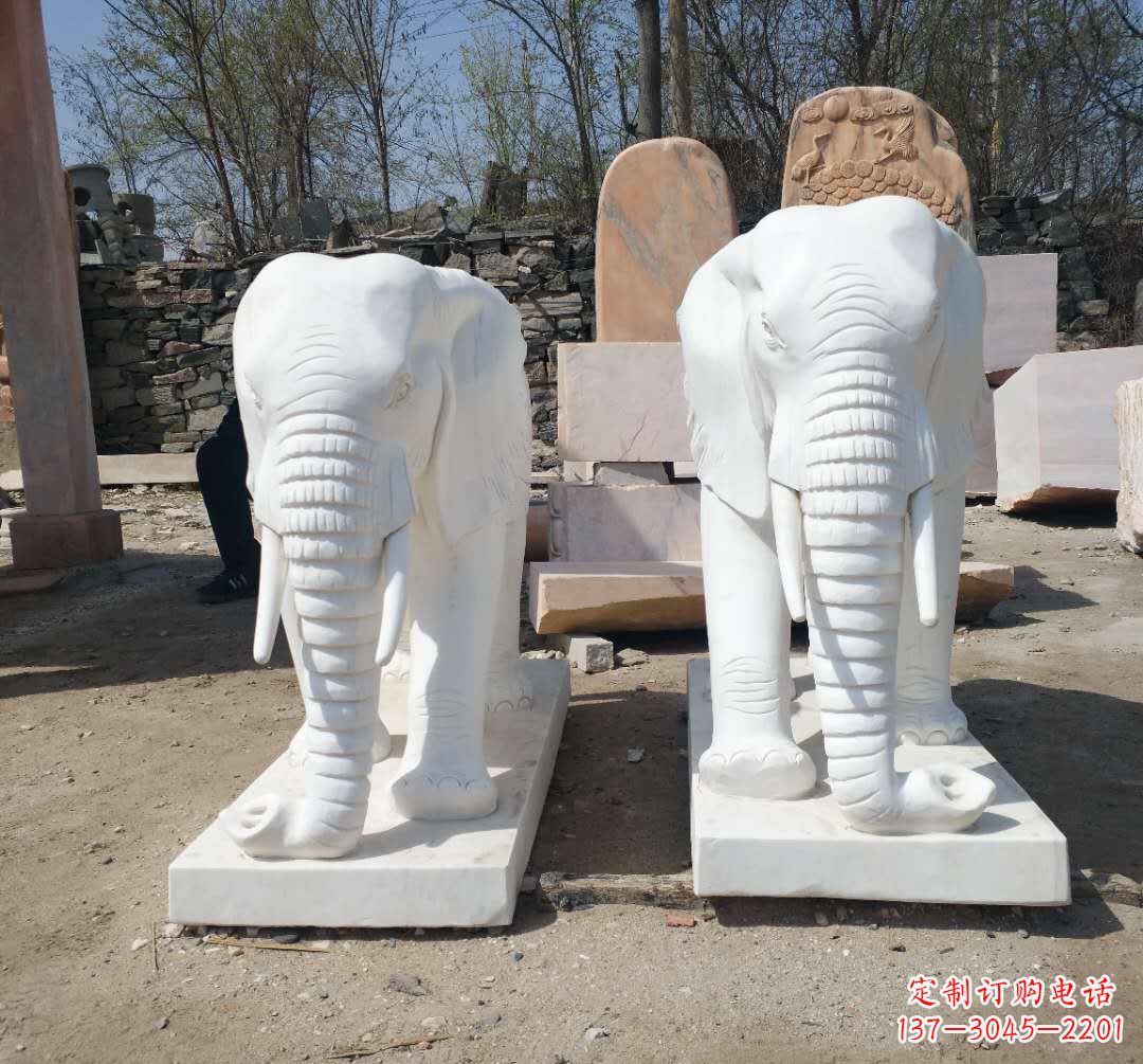 益阳石雕汉白玉大象 (2)