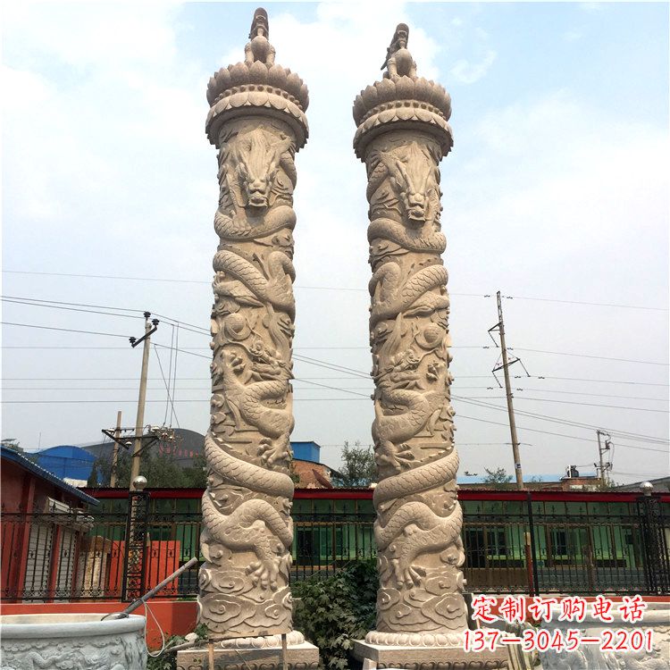 益阳石雕华表盘龙柱,雕塑工艺的精美展示