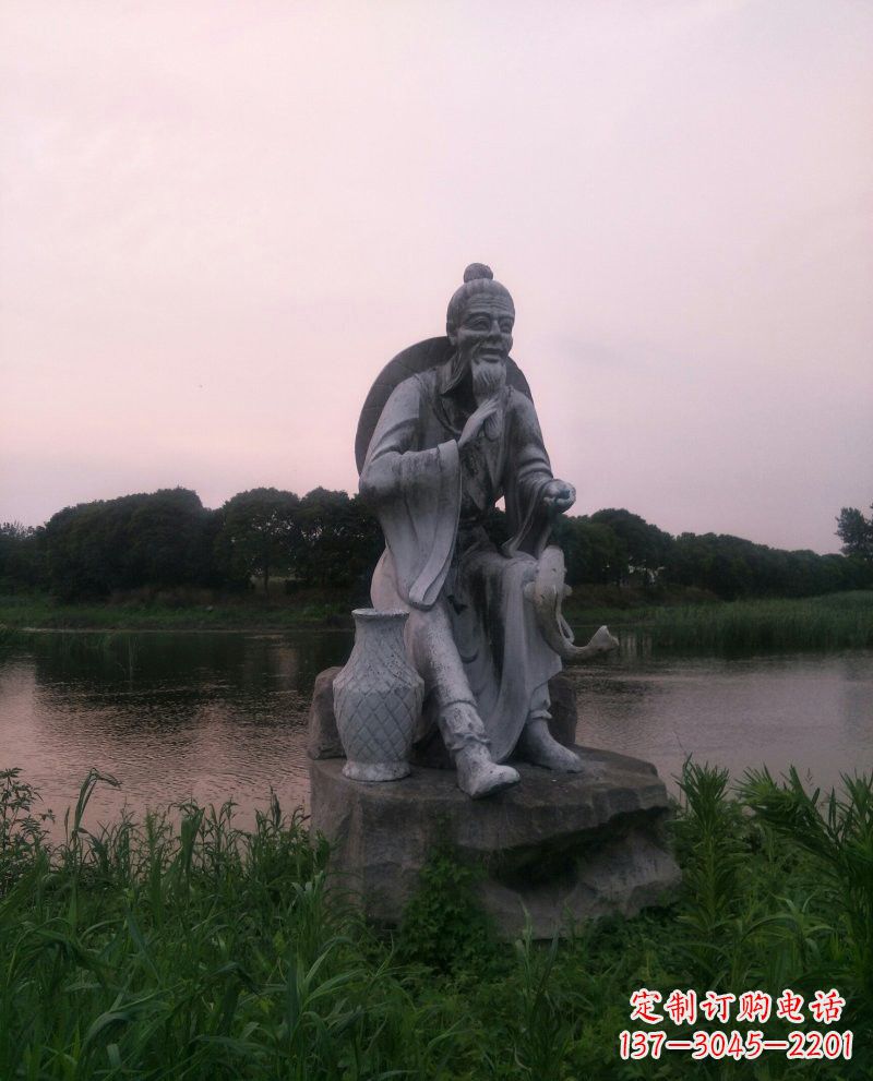 益阳美观大气的姜太公石雕鱼钓雕塑