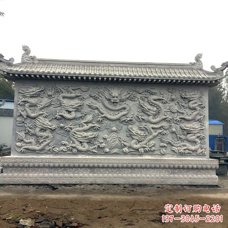 益阳中领雕塑：精美九龙壁雕塑，添彩寺庙庭院