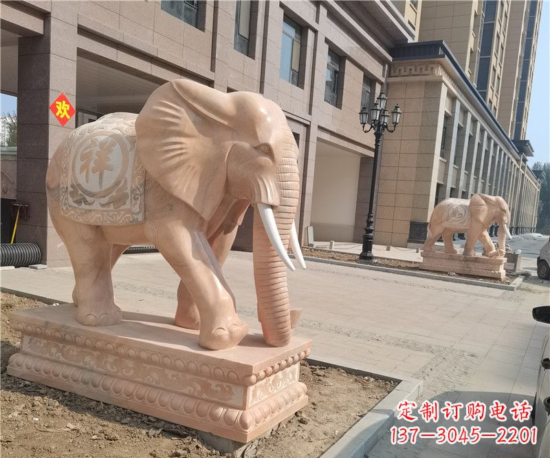 益阳石雕卷鼻大象
