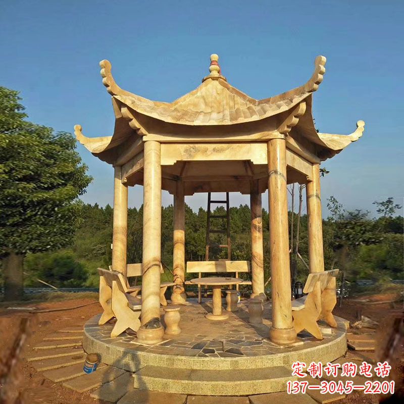 益阳新颖优雅的六角凉亭雕塑